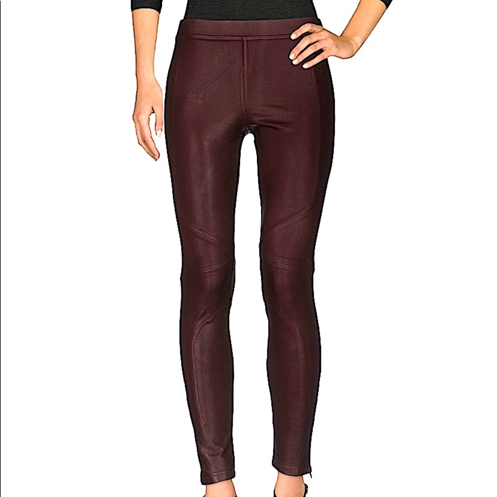 David Lerner maroon motorcycle pants leggings